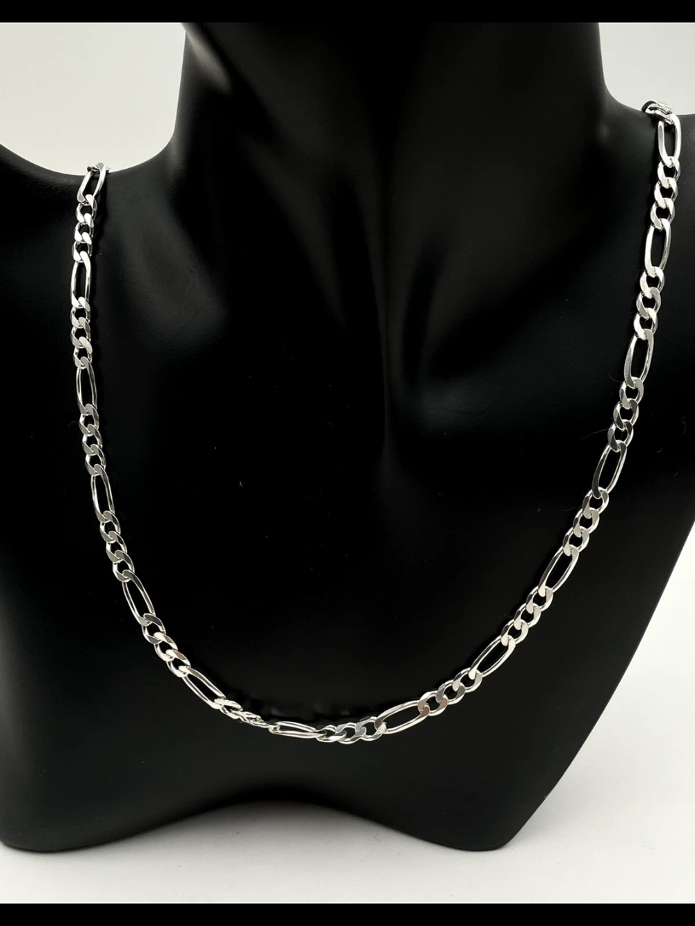 Solid Sterling Silver  Figaro Chain  Necklace 925 Italy-26"- 5mm